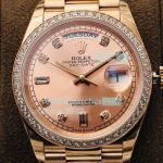 EW Factory Rose Gold Rolex Day Date 36MM Replica Watch Diamond Bezel